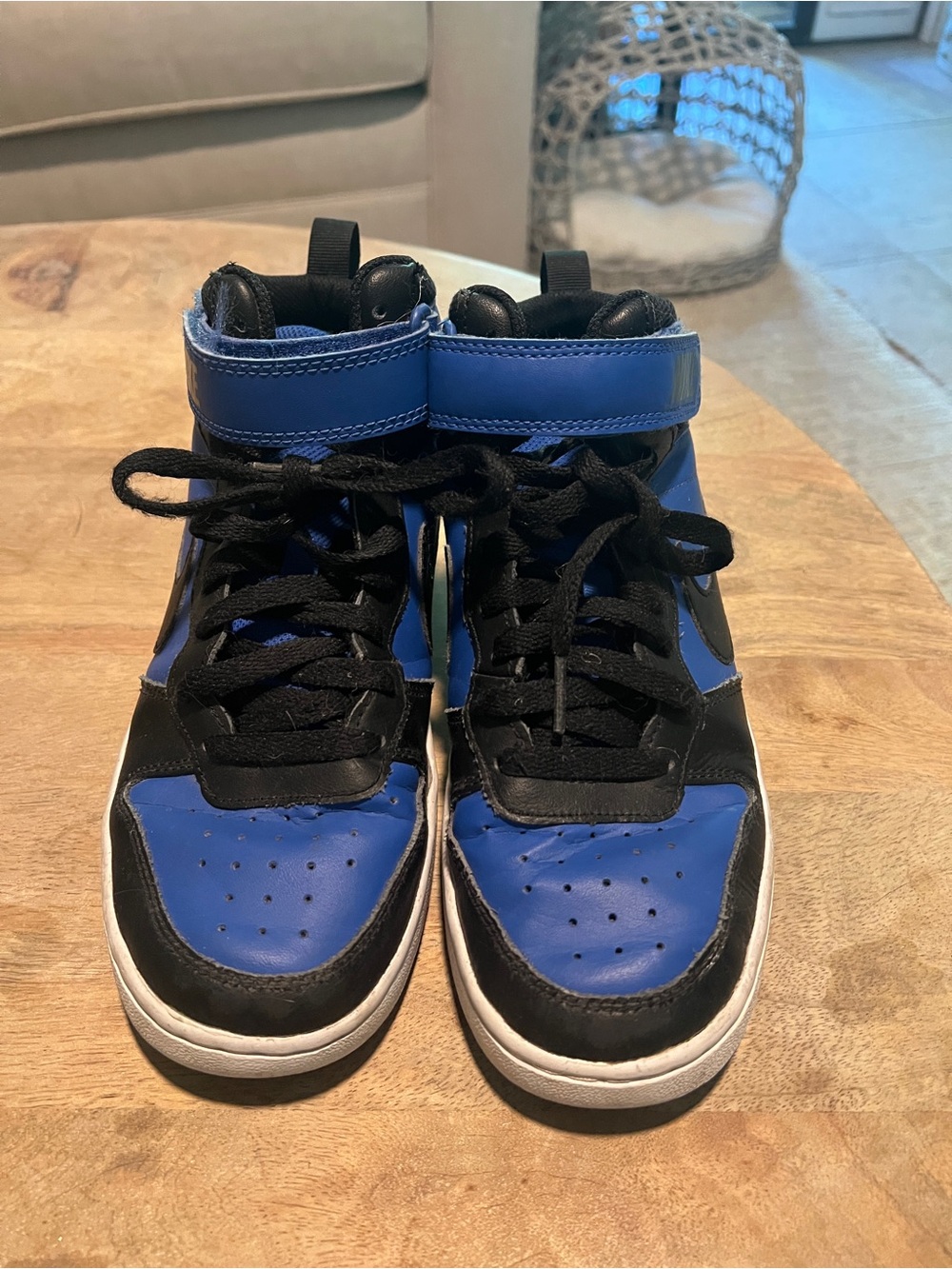 Nike Kids High-Top Sneakers in Royal Blue and Black-Used Condition